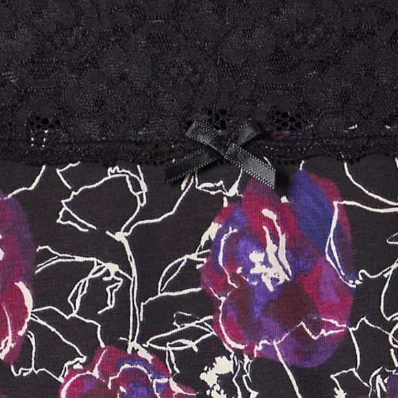 WIDE LACE TRIM CHEEKY PANTY - COTTON FLORAL BLACK - Picture 2 of 3